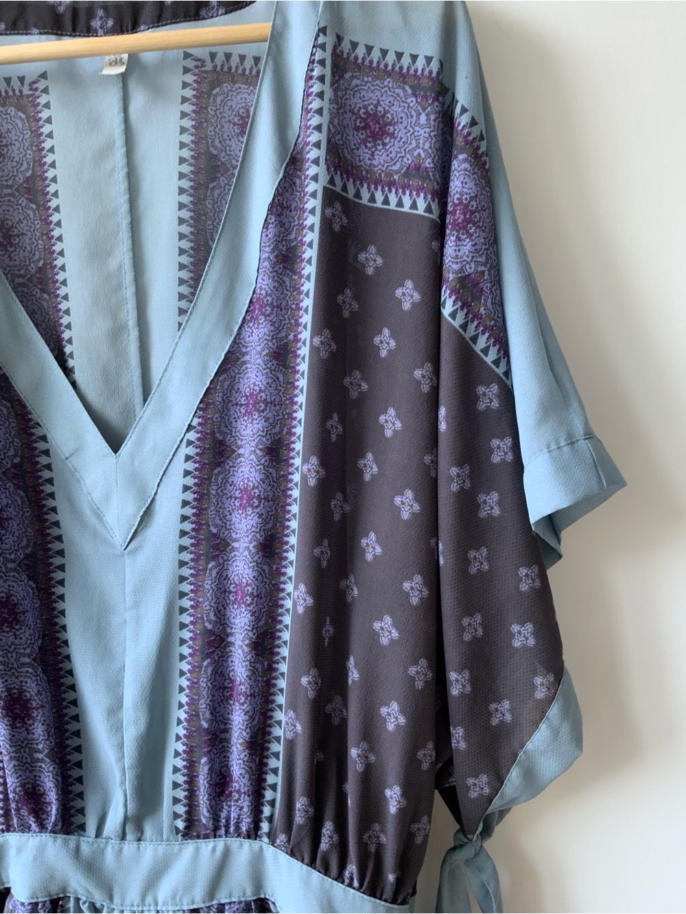 Free People boho printed kimono Mini dress | size large - Picture 7 of 9